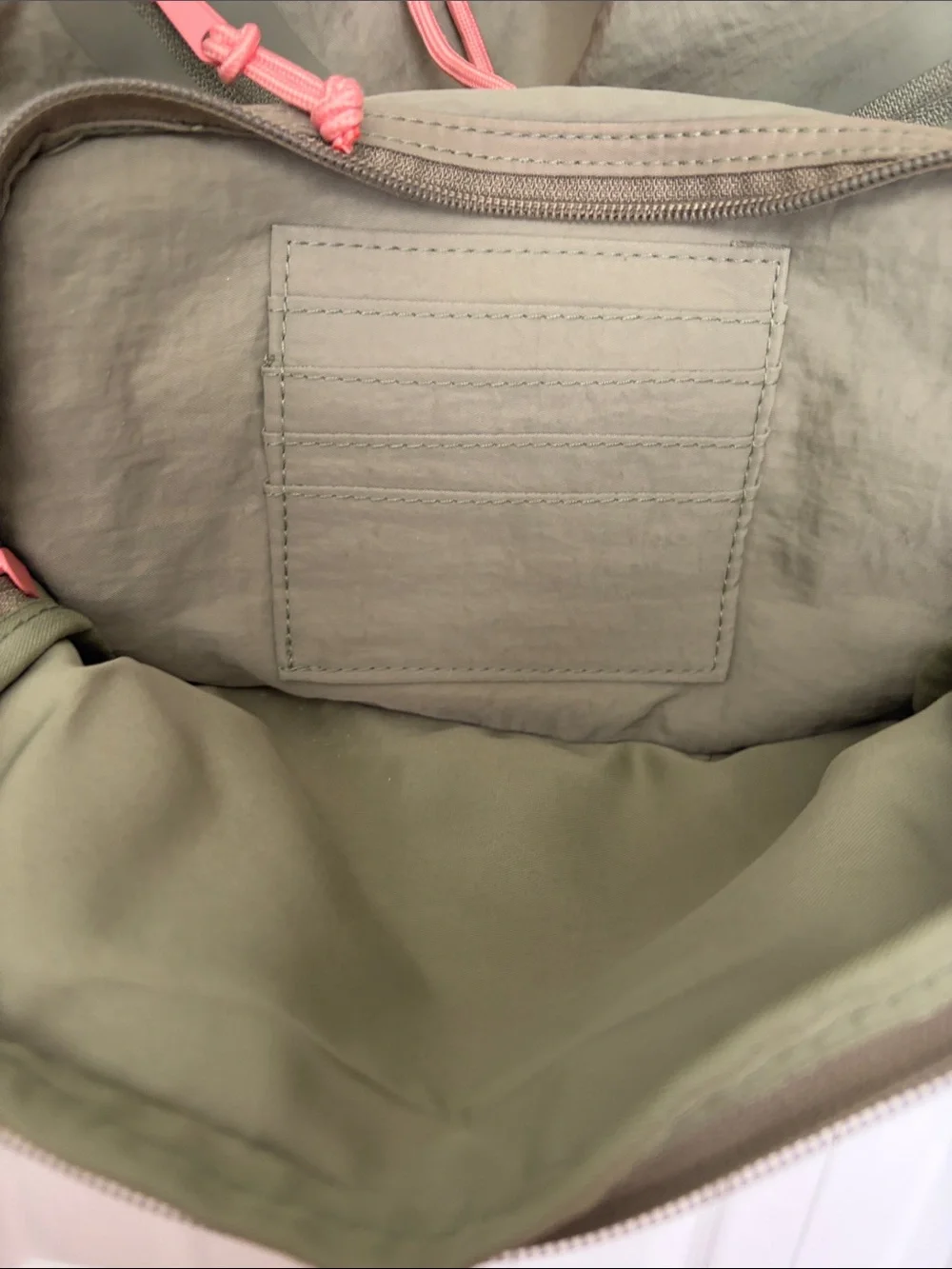 C&C California Olive Drawstring Backpack with Coral Accents